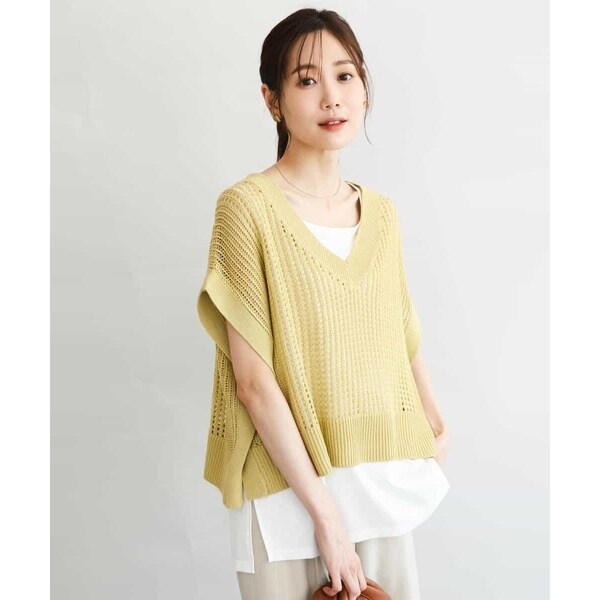 MK ミッシェルクラン（MK MICHEL KLEIN ）/[洗える]メッシュ編みニットベスト×タンクトップ ツインセット_12