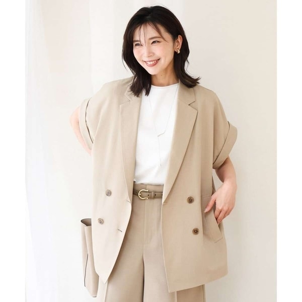 MK ミッシェルクラン（MK MICHEL KLEIN ）/[洗える]リネンライクストレッチ フレンチスリーブジャケット