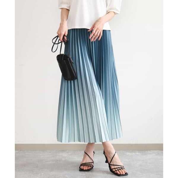 MK ミッシェルクラン（MK MICHEL KLEIN ）/[洗える]グラデーションデザインニットプリーツスカート