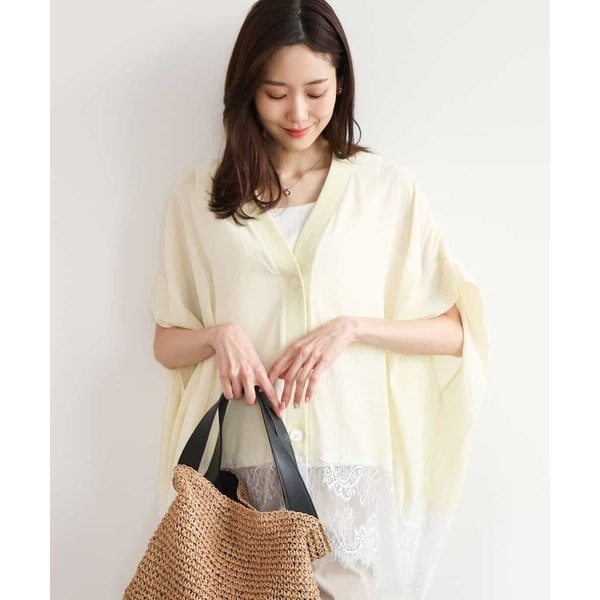 MK ミッシェルクラン（MK MICHEL KLEIN ）/[洗える]ヘムレースゆるシルエットカーディガン