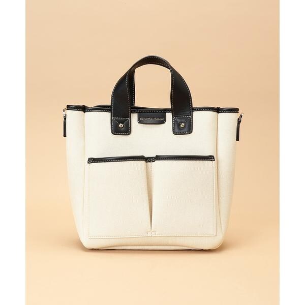 サマンサタバサ（Samantha Thavasa）/キャンバスデザイン 合皮スクエアトートバッグ 小サイズの通販は