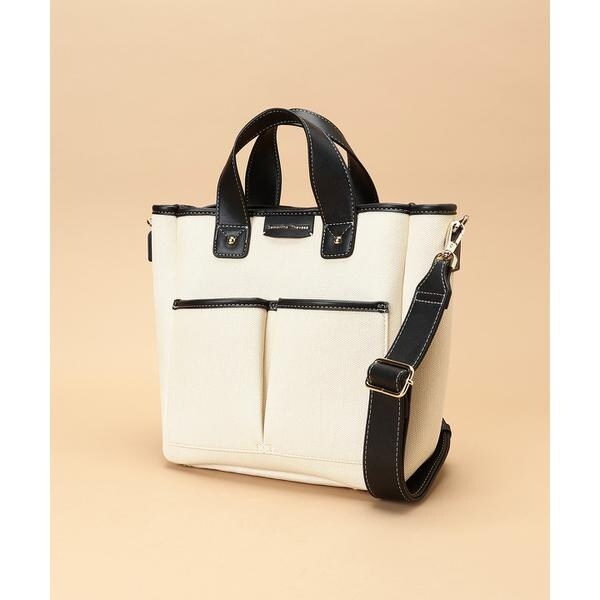 サマンサタバサ（Samantha Thavasa）/キャンバスデザイン 合皮スクエアトートバッグ 小サイズの通販は