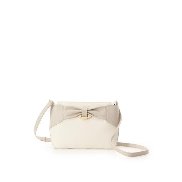 サマンサタバサ（Samantha Thavasa）/バイカラーリボンモチーフ スプリットレザーショルダーバッグ