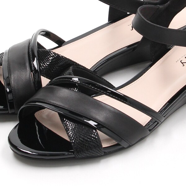 ユニティ] ウェッジサンダル クロスストラップウェッジヒールサンダル