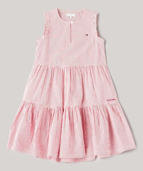 トミー ヒルフィガー（Tommy Hilfiger）/GIRLS シアサッカーストライプラッフルワンピースの通販は 6,026円