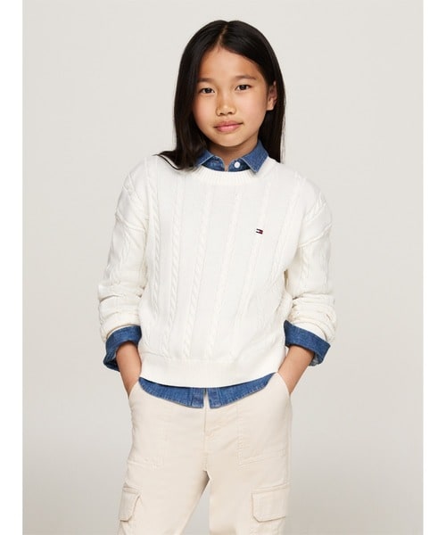 トミー ヒルフィガー（Tommy Hilfiger）/CABLE SWEATER Ivory Petal