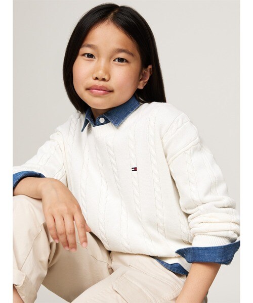 トミー ヒルフィガー（Tommy Hilfiger）/CABLE SWEATER Ivory Petal_4