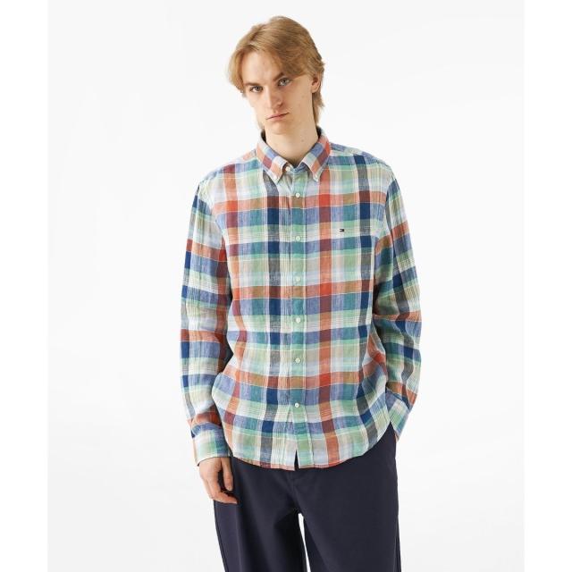 トミー ヒルフィガー（Tommy Hilfiger）/リネンサマーマドラスシャツ