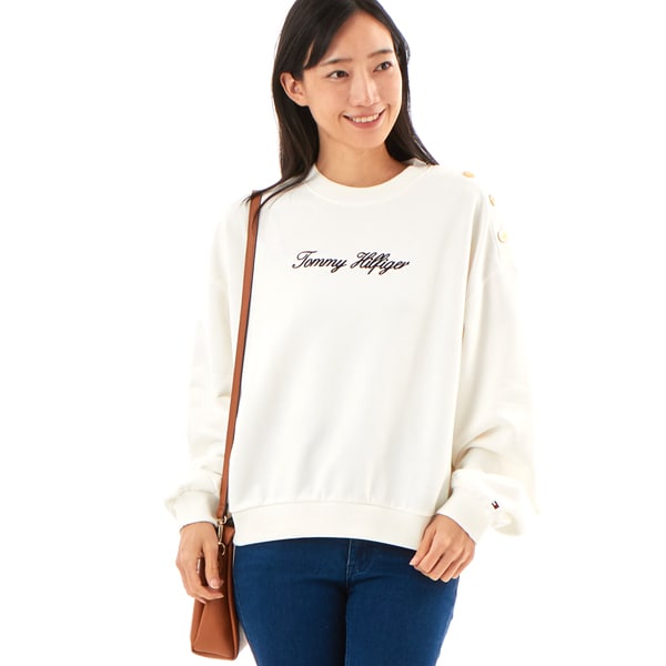 トミー ヒルフィガー（ ）/ゴールドボタンスクリプトテリースウェットシャツ