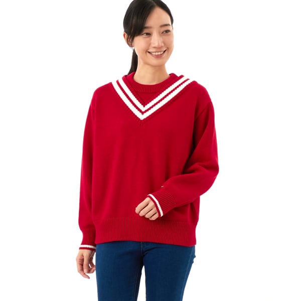 トミー ヒルフィガー（Tommy Hilfiger）/バーシティクリケットクルーネックロングスリーブセーター