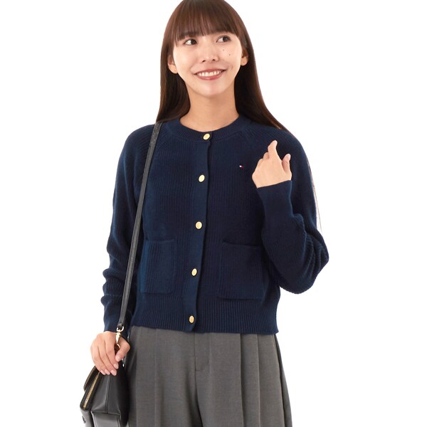 トミー ヒルフィガー（Tommy Hilfiger）/コットンステッチクルーネックカーディガン