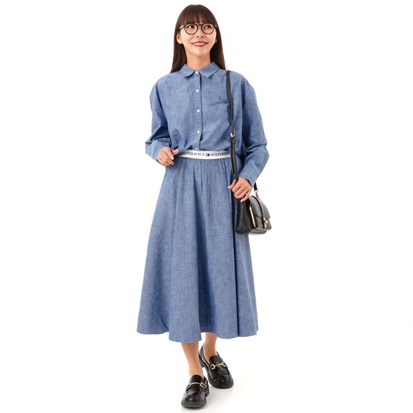 トミー ヒルフィガー（Tommy Hilfiger）/シャンブレーミディスカート_5