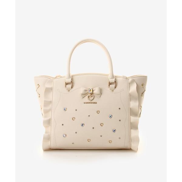 サマンサベガ サイドレースアップリボンビジューフラッター ホワイト