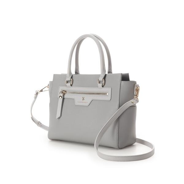 かずは スムースBOX型ハンドバッグ