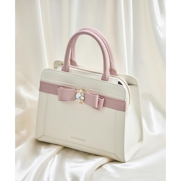 サマンサベガ（Samantha Vega ）/バイカラージュエルリボンハンドバッグ