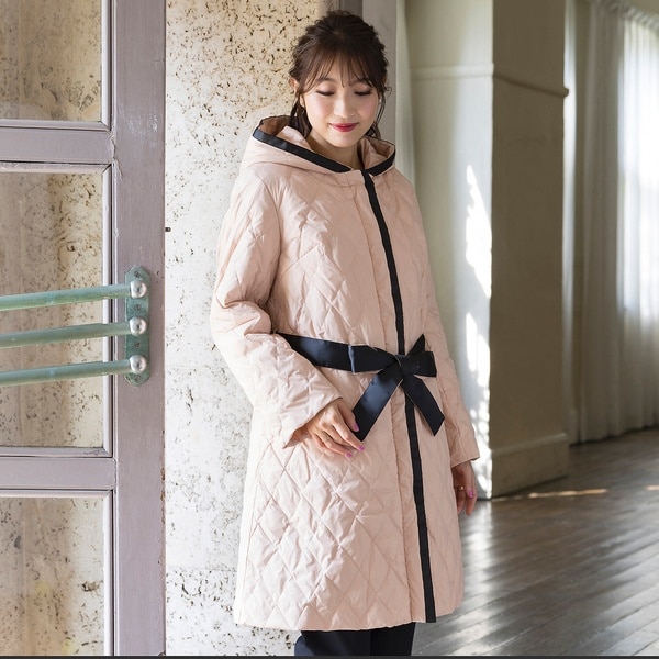 ローズティアラ/配色ダイヤキルトダウンコート