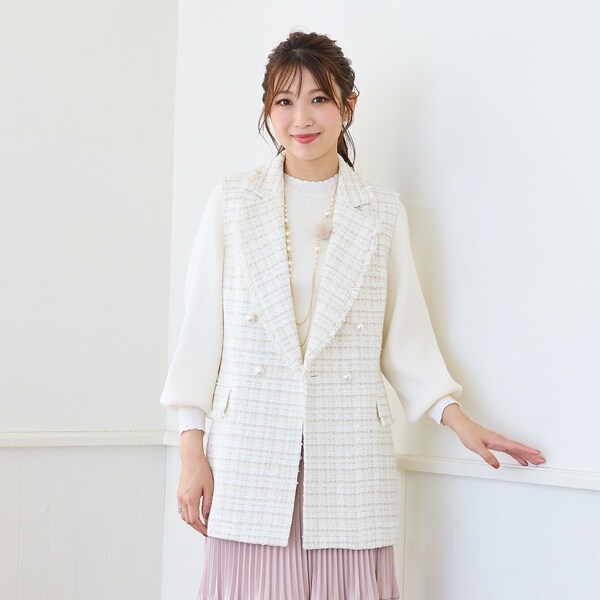 未使用品 Rose Tiara ローズティアラ バンビーナツイードジレ 42 未使用品 Rose Tiara ローズティアラ バンビーナツイードジレ 42