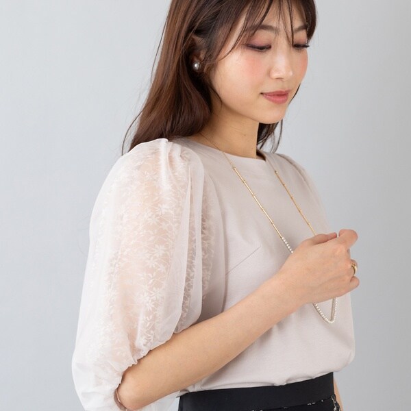 ローズティアラ（Rose Tiara）/レース切替袖カットソー