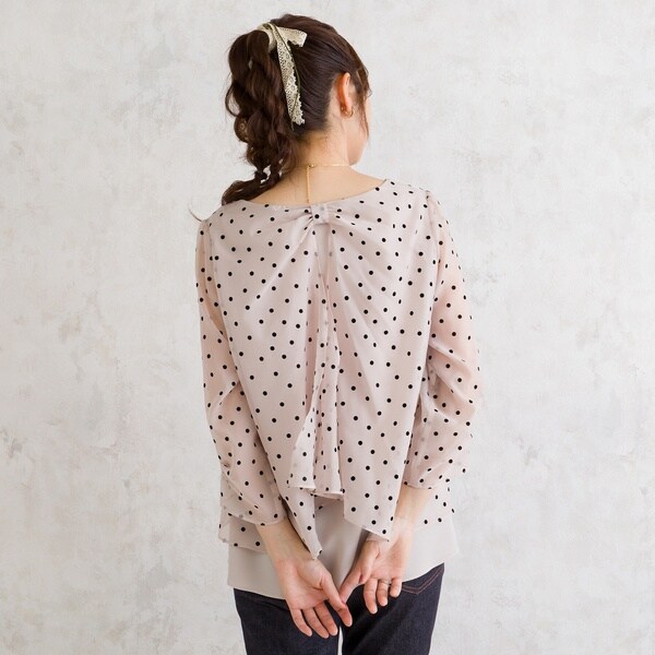 ローズティアラ　美品 ブラウス　袖ドットシアー　46　お値下げ ローズティアラ 美品 ブラウス 袖ドットシアー 46 お値下げ セール
