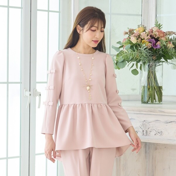 ローズティアラ（Rose Tiara）/【セットアップ対応】リボンペプラムブラウスの通販は 8,954円