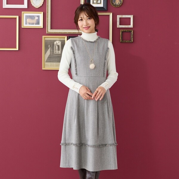 ローズティアラ（Rose Tiara）/ミックスへリンボーンジャンパースカート 15,950円