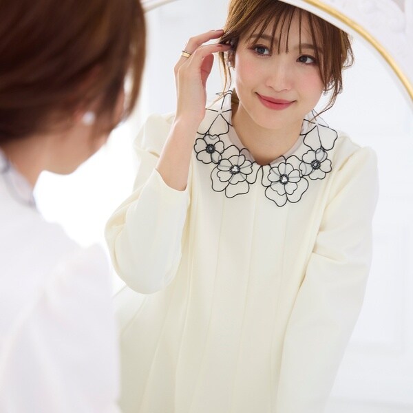 ローズティアラ（Rose Tiara）/【セットアップ対応】フラワー襟ブラウス
