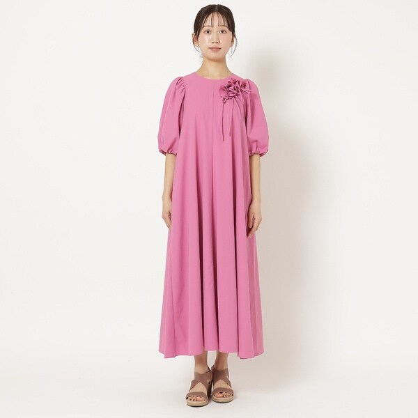 ワンピース 「手洗い可」水彩フラワーワンピース ローズティアラ（Rose