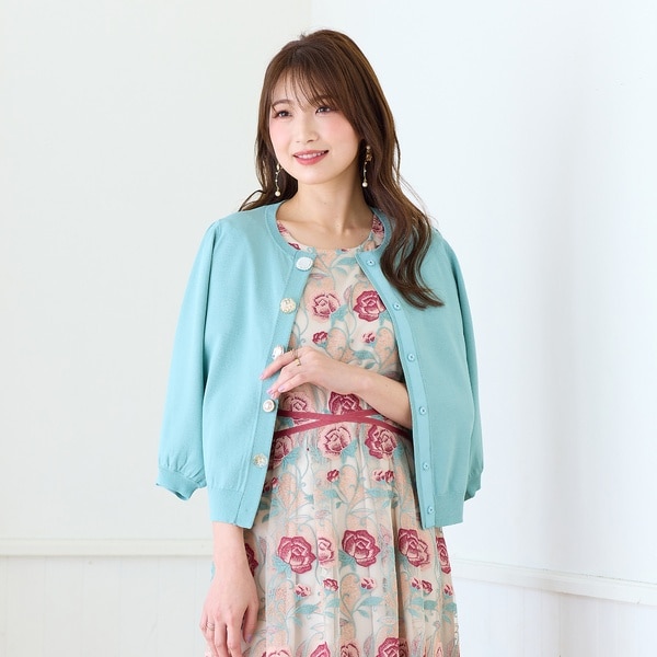 Rose Tiaraローズティアラ46 パールボタン・レース上品カーディガン