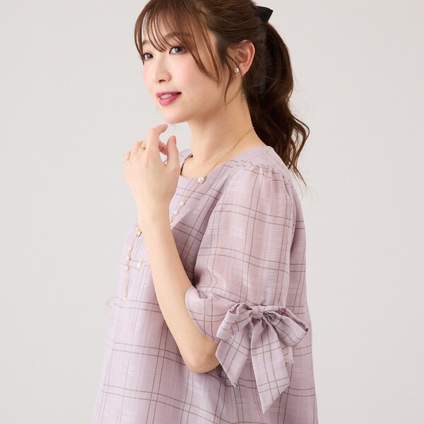 ローズティアラ（Rose Tiara）/【手洗いOK】リボン袖ブラウス