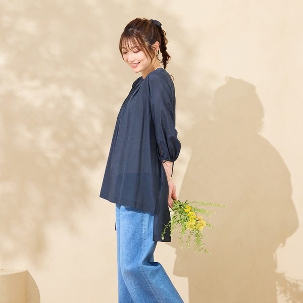 ローズティアラ（Rose Tiara）/【接触冷感/手洗い可】バックロングブラウス