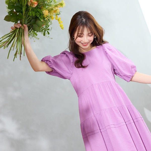 ローズティアラ（Rose Tiara）/【接触冷感/コットン100/イージケア】ミラクルウェーブワンピース