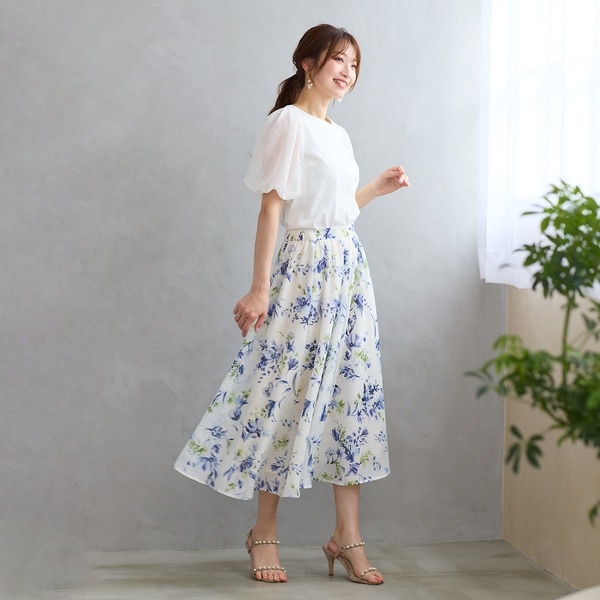 ローズティアラ（Rose Tiara）/【セットアップ対応】フラワープリントフレアスカート