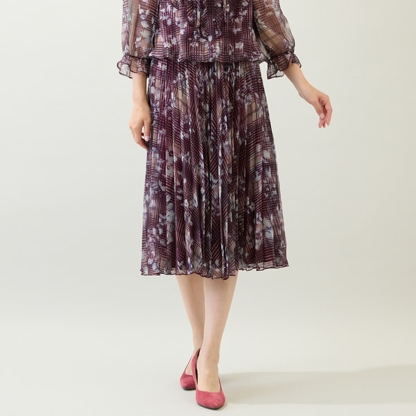 ローズティアラ（Rose Tiara）/【セットアップ対応】プリントプリーツスカート