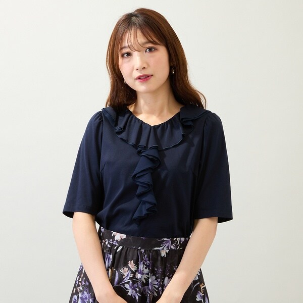 新品 ローズティアラ46 接触冷感/綿100%/手洗いOK フリルカットソー ローズティアラ（Rose Tiara）/【接触冷感/綿100/手洗いOK】フリル