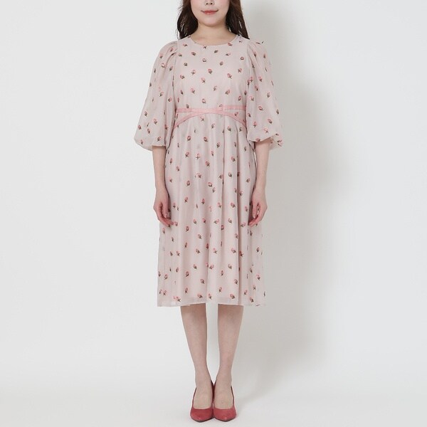 ローズティアラ（Rose Tiara）/【美シルエット】つぼみ刺繍ワンピース ローズティアラ（Rose Tiara）/【美シルエット】つぼみ刺繍ワンピース