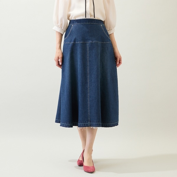 ローズティアラ（Rose Tiara）/【手洗いOK】フレアデニムスカート