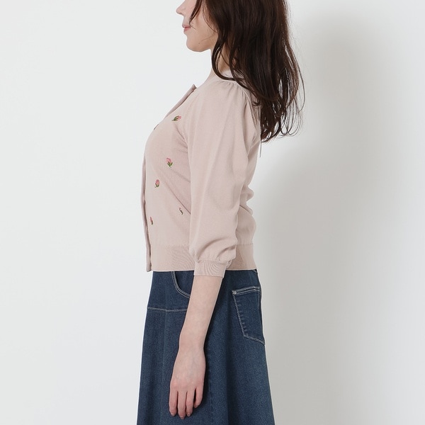 ローズティアラ（Rose Tiara）/【手洗いOK】つぼみ刺繍ニットカーディガン