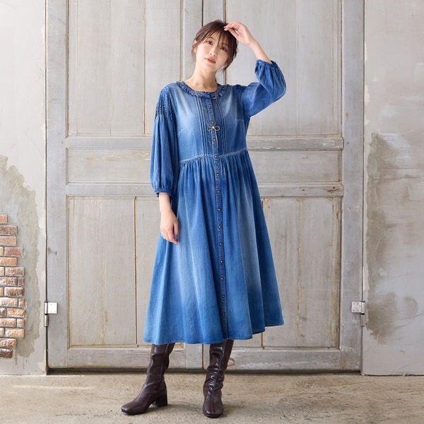 ローズティアラ（Rose Tiara）/【手洗いOK】デニムワンピース