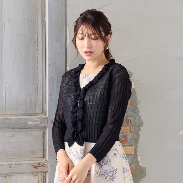 ローズティアラ（Rose Tiara）/クロップドフリルニットカーディガン ローズティアラ（Rose Tiara）/クロップドフリルニットカーディガン