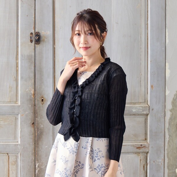 ローズティアラ（Rose Tiara）/クロップドフリルニットカーディガン ローズティアラ（Rose Tiara）/クロップドフリルニットカーディガン