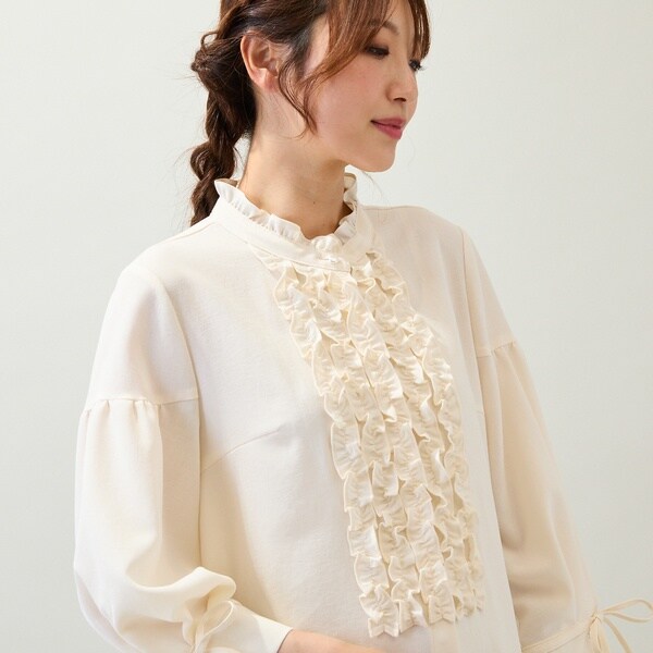 ローズティアラ（Rose Tiara）/【接触冷感/イージーケア/手洗いOK】フリルブラウス ローズティアラ（Rose Tiara）/【接触冷感/イージーケア/手洗いOK