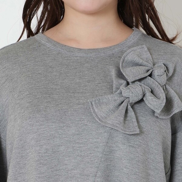 ローズティアラ（Rose Tiara）/リボンコクーンカットソー/ Gray