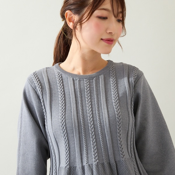 【新品】ローズティアラ ペプラムニットプルオーバー 大きいサイズ セーター ペプラムニットプルオーバー （ニット・セーター）｜Rose Tiara