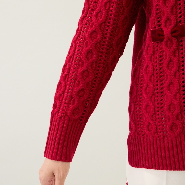 ローズティアラ（Rose Tiara）/リボン×ケーブル編みニットプルオーバー