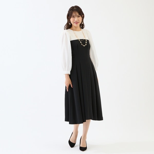 ローズティアラ（Rose Tiara）/【接触冷感/シワになりにくい】配色切替プリーツワンピース