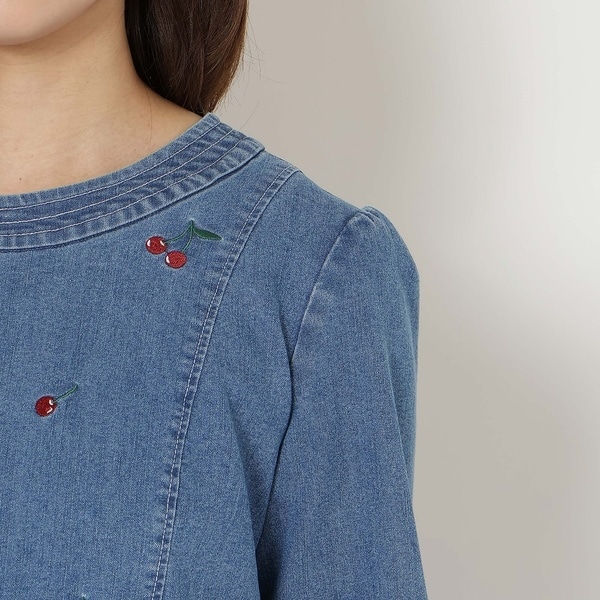 ローズティアラ（Rose Tiara）/【伸縮性◎】サクランボ刺繍デニムチュニック_13