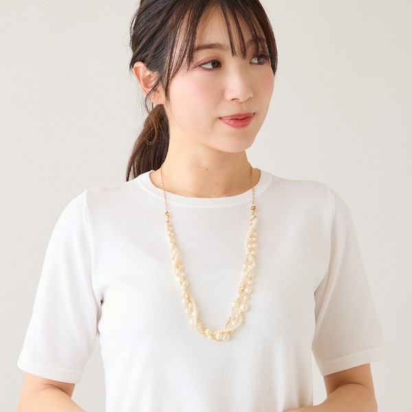 ローズティアラ（Rose Tiara）/【2way】ツイストパール調ビーズネックレス