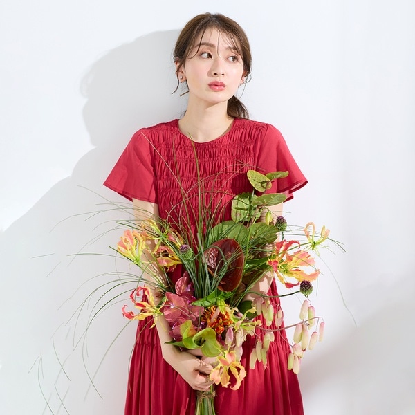 ローズティアラ（Rose Tiara）/シャーリングマキシ丈ワンピース