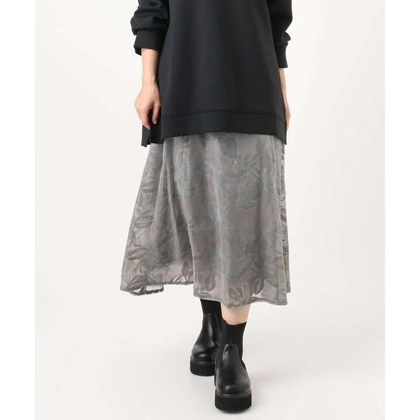 エウルキューブ（eur3）/【大きいサイズ】オーガンジーフロッキープリントスカート