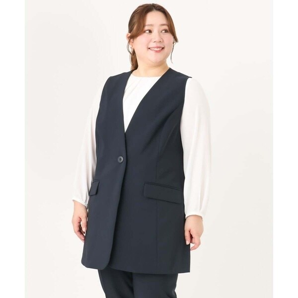 エウルキューブ（eur3）/【大きいサイズ/セットアップ対応】WクロスストレッチVネックジレ